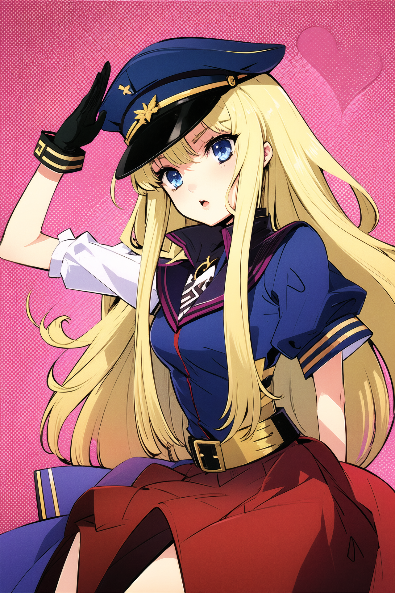 05464-1084705027-1girl, sheryl nome, solo, long hair, hat, blonde hair, blue eyes, gloves, heart, salute, uniform, peaked cap, military,.png